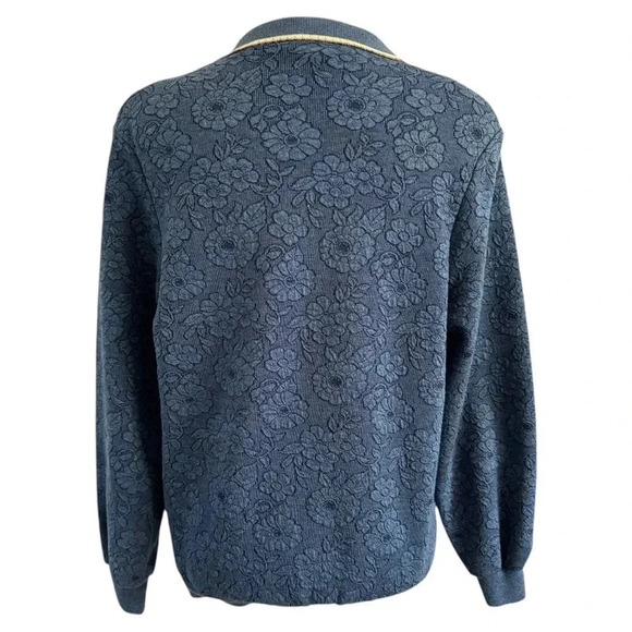 Vintage Cape Cod Sportswear Blue Floral Long Sleeve Collared Sweater Size Small - Picture 3 of 12